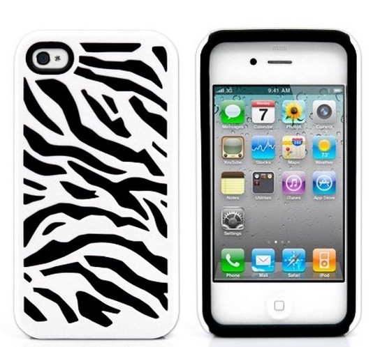 iPHONE 4 4S Zebra Hybrid Case (Black-White)